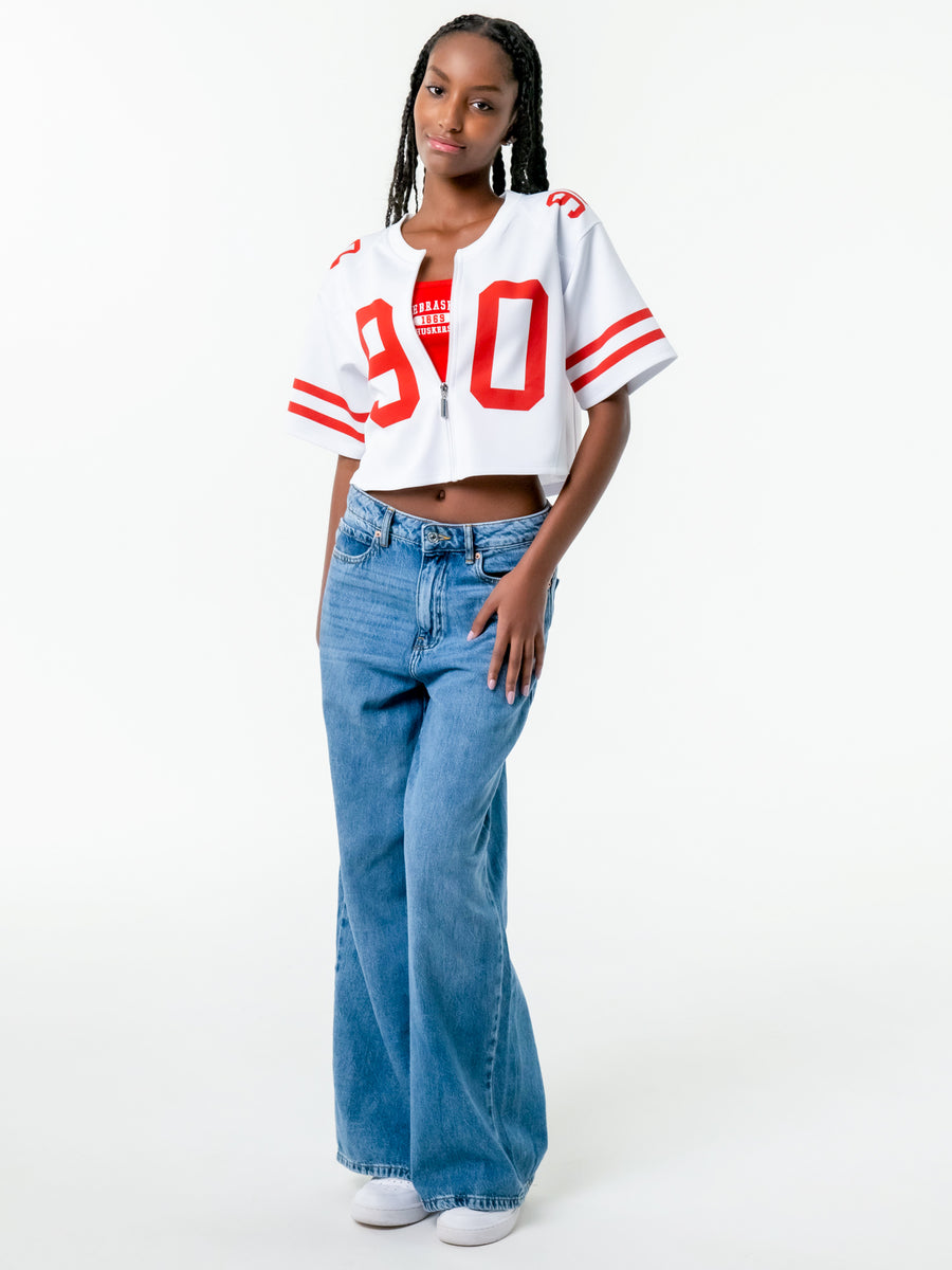 University of Nebraska - Womens Zip-Up Cropped Fashion Football