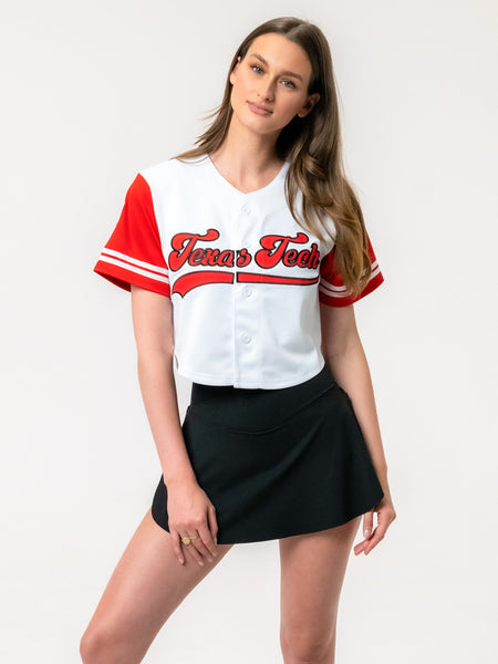 Texas Tech - Women's Cropped Baseball Crop Top - White