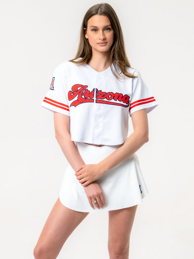 University of Arizona - Women's Cropped Baseball Crop Top - White