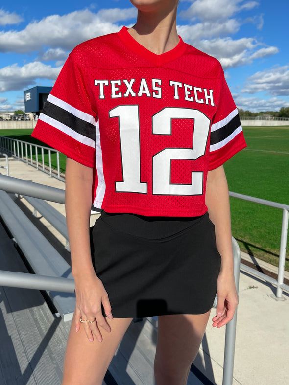 Texas Tech - Tyler Shough #12 NIL Cropped Football Jersey - Red