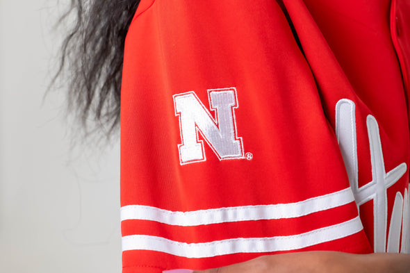 University of Nebraska - Women's Cropped Baseball Jersey Crop Top - Red