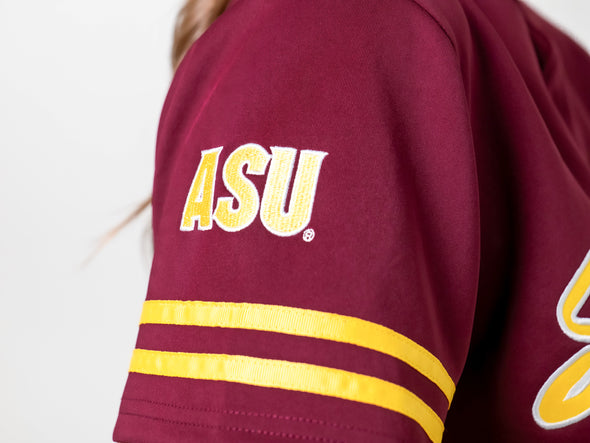 Arizona State - Women's Cropped Baseball Jersey - Maroon