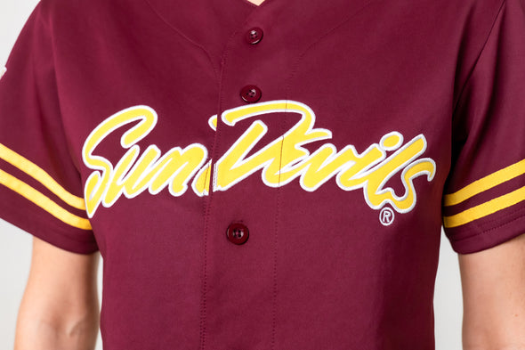 Arizona State - Women's Cropped Baseball Jersey - Maroon