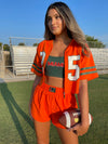 University of Miami - Zip-Up Cropped Fashion Football Jersey - Orange