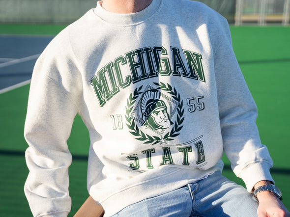 Michigan State University - Vintage Crewneck Sweatshirt - Ash Grey