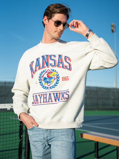 University of Kansas - Vintage Crewneck Sweatshirt - Ash Grey