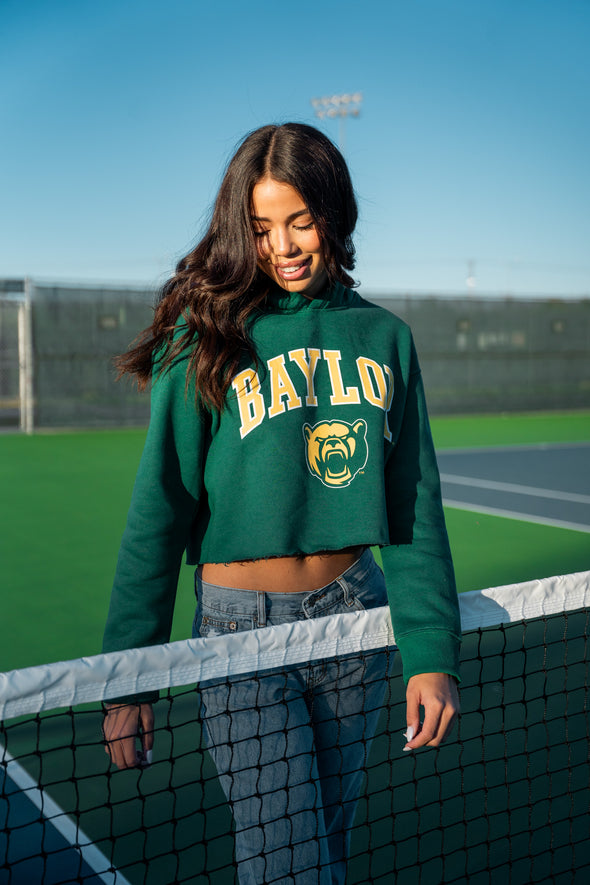 Baylor University - Campus Rec Cropped Hoodie - Green