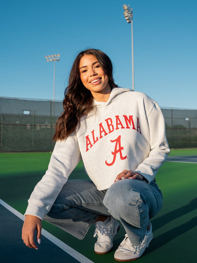 University of Alabama - Campus Rec Cropped Hoodie - Ash Grey