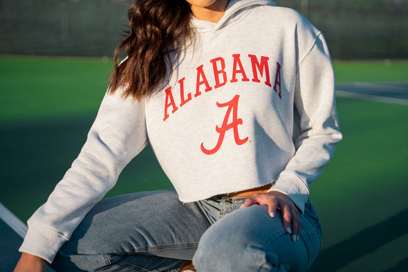 University of Alabama - Campus Rec Cropped Hoodie - Ash Grey