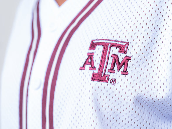 Texas A&M - Women's Cropped Baseball Mesh Jersey - White