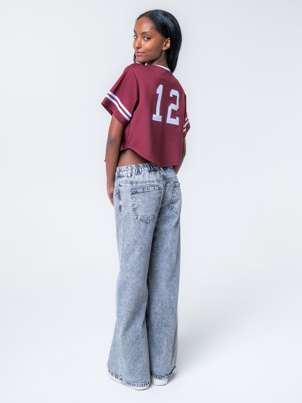 Texas A&M - Women's Cropped Baseball  - Jersey - Maroon