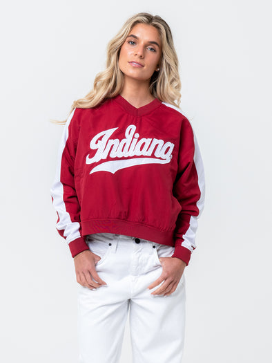 Indiana University - Women's V-Neck Windbreaker - Crimson