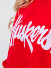 University of Nebraska - Women's Cropped V-Neck Windbreaker  - Red