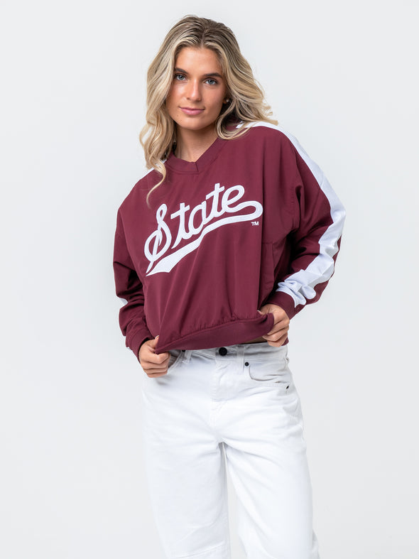 Mississippi State - Women's V-Neck Windbreaker - Maroon