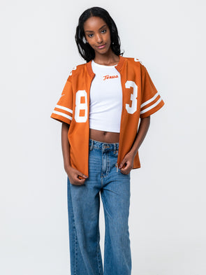 University of Texas - Zip-Up Full Length Fashion Football Jersey - Burnt Orange