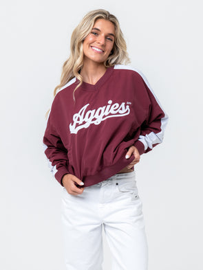 Texas A&M - Women's V-Neck Windbreaker - Maroon