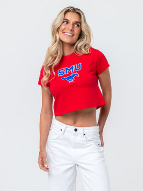 SMU - The Tip Off Graphic Baby Tee - Red