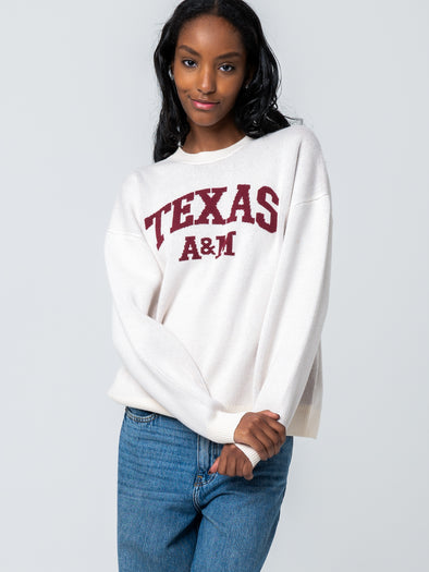 Texas A&M - Fraternity Knit Crewneck Sweater - Ivory