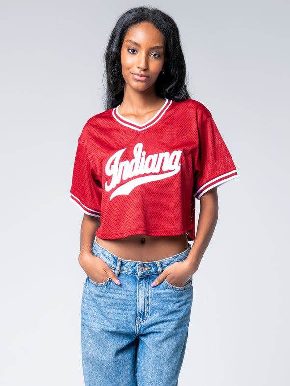 Indiana University - Mesh Cropped Fashion Pullover Jersey - Cardinal