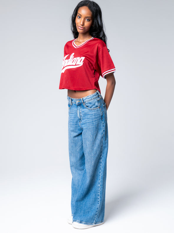 Indiana University - Mesh Cropped Fashion Pullover Jersey - Cardinal