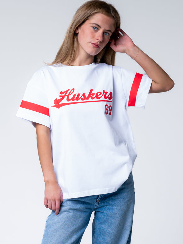University of Nebraska - Oversized Boyfriend Tee - White