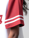 Indiana University - Women's Cropped Baseball Jersey - White / Cardinal Sleeves