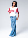 Indiana University - Women's Cropped Baseball Jersey - White / Cardinal Sleeves