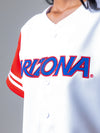 University of Arizona - Women's Cropped Baseball Jersey - White / Red Sleeves
