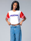 University of Arizona - Women's Cropped Baseball Jersey - White / Red Sleeves