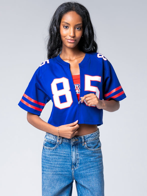 University of Arizona - Zip-Up Cropped Fashion Football Jersey - Navy