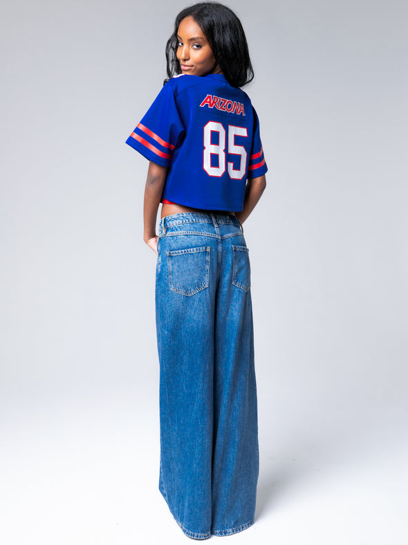 University of Arizona - Zip-Up Cropped Fashion Football Jersey - Navy