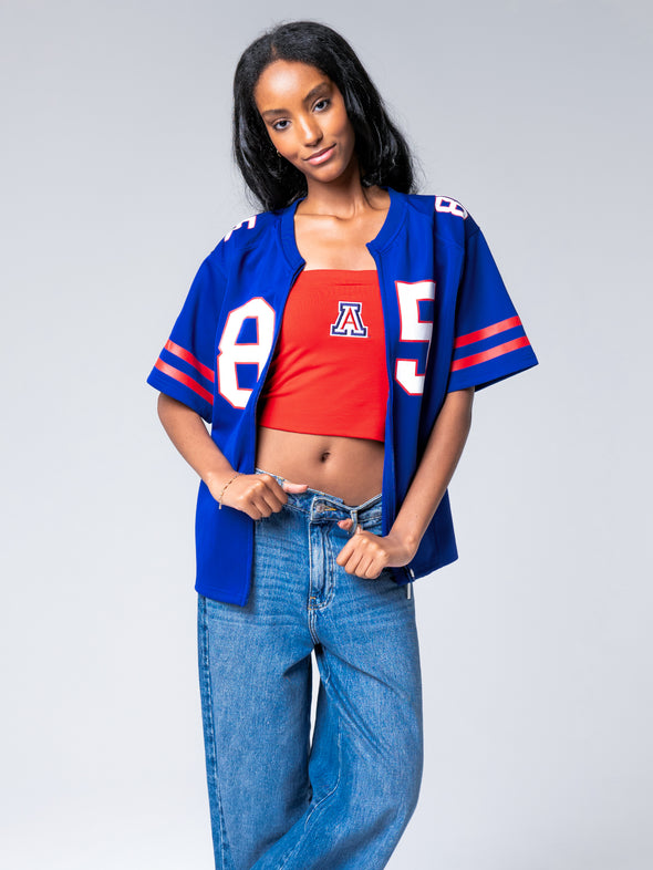 University of Arizona - Women's Full Length Zip-Up Fashion Football Jersey - Navy