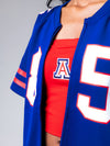 University of Arizona - Women's Full Length Zip-Up Fashion Football Jersey - Navy