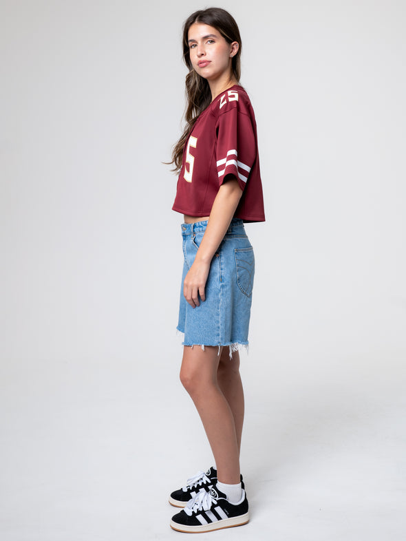 Florida State - Zip-Up Cropped Fashion Football Jersey - Garnet