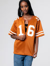 University of Texas - Special Edition Women's Full Length Zip-Up Fashion Football Jersey NIL #16 Arch Manning - Burnt Orange