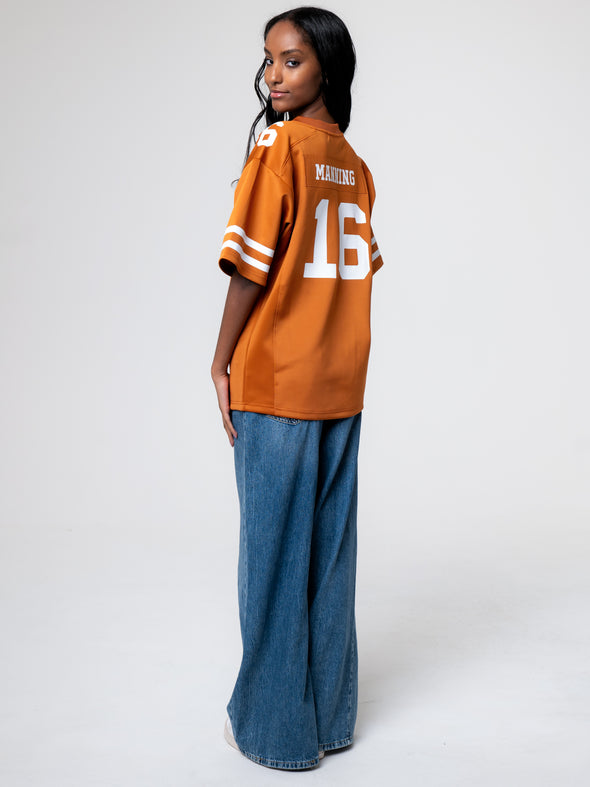 University of Texas - Special Edition Women's Full Length Zip-Up Fashion Football Jersey NIL #16 Arch Manning - Burnt Orange