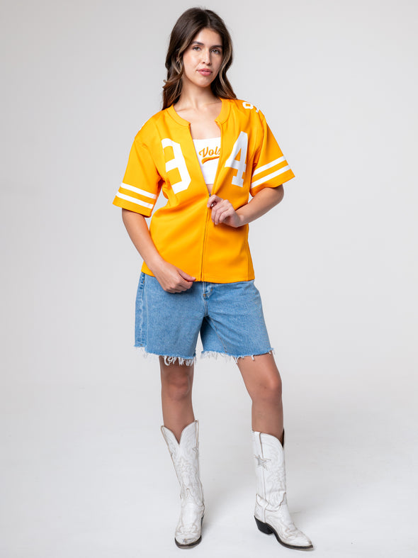 University of Tennessee - Women's Full Length Zip-Up Fashion Football Jersey - Orange
