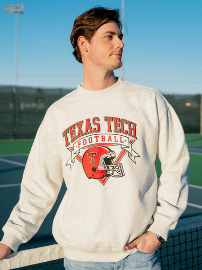 Texas Tech - Vintage Football Crewneck Sweatshirt - Ash Grey
