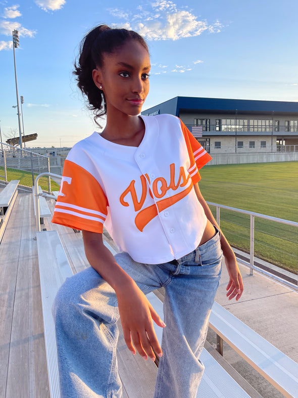 University of Tennessee - Women's Cropped Baseball Crop Top - White