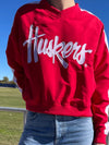 University of Nebraska - Women's Cropped V-Neck Windbreaker  - Red