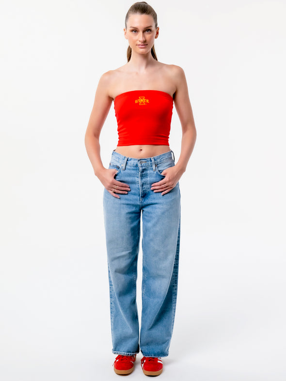 Iowa State - The Embroidered Stadium Tube Top - Red