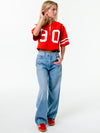 University of Nebraska - Zip-Up Cropped Fashion Football Jersey - Red