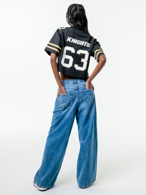 UCF - Zip-Up Cropped Fashion Football Jersey - Black