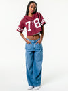 Mississippi State - Zip-Up Cropped Fashion Football Jersey - Maroon