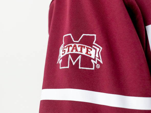 Mississippi State - Zip-Up Cropped Fashion Football Jersey - Maroon