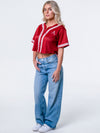 University of Arkansas - Women's Cropped Baseball Mesh Jersey - Crimson