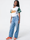 University of Miami - Women's Cropped Baseball Jersey Crop Top - White