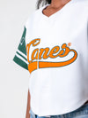 University of Miami - Women's Cropped Baseball Jersey Crop Top - White