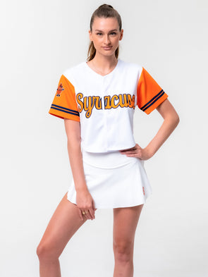 Syracuse University - Women's Cropped Baseball Jersey - White