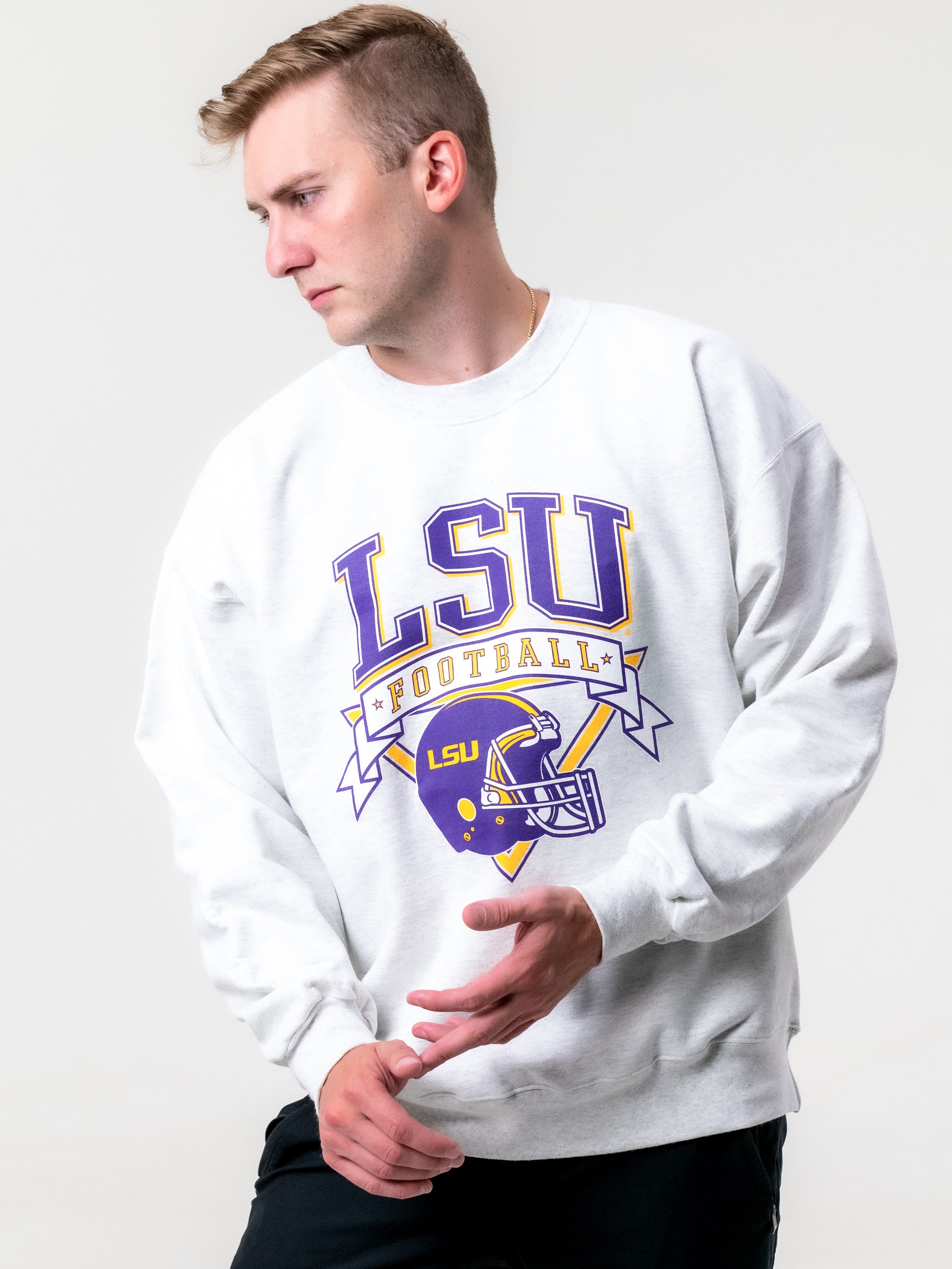 LSU - Vintage Football Crewneck Sweatshirt - Ash Grey – Established and ...